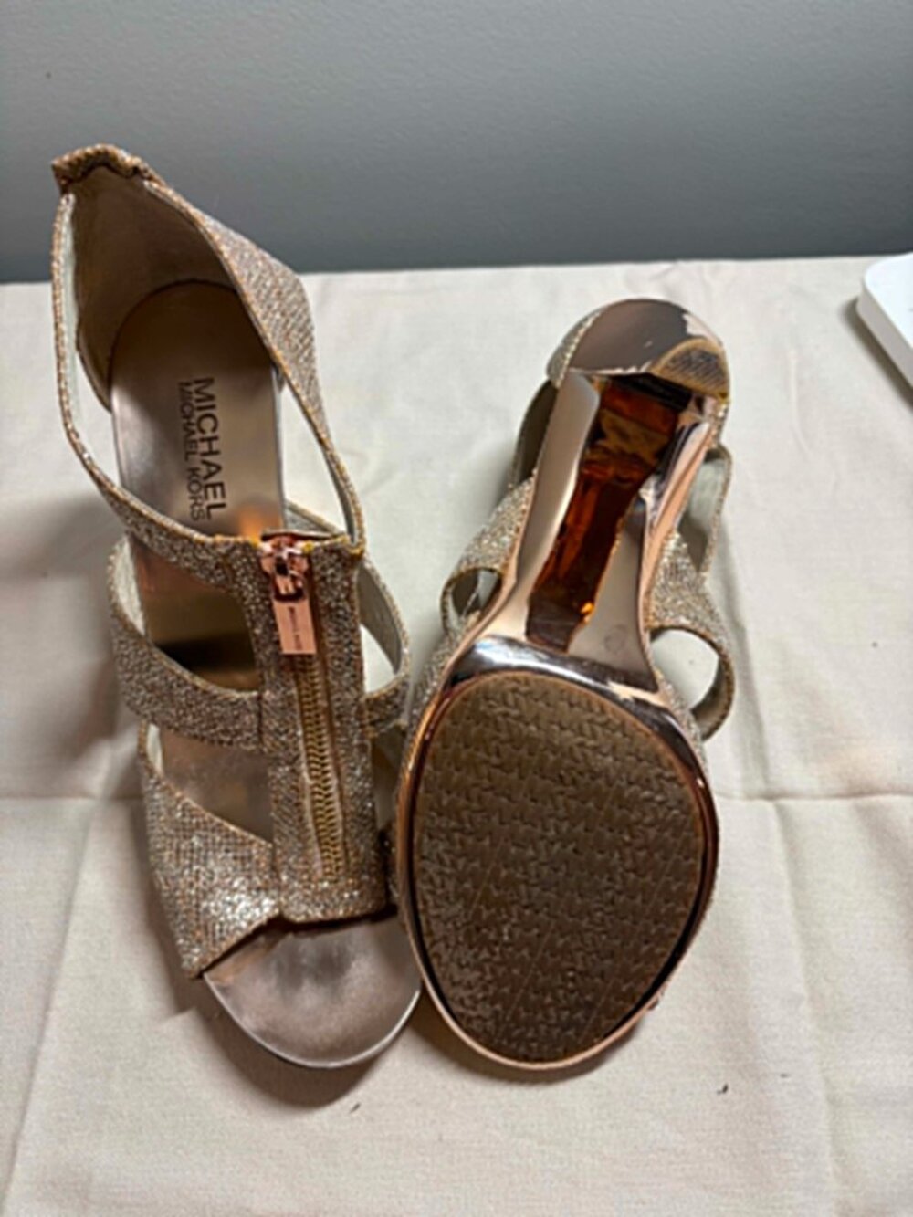 Michael Kors Berkley T-Strap Glitter Heels